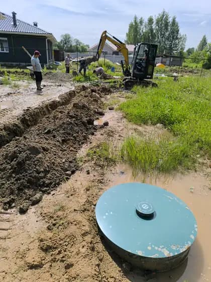 Совмещенный монтаж ЛОС и дренажа в Пскове на улице Советской Армии