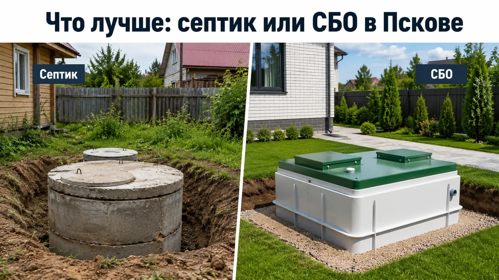 Сравнение септика и станции биологической очистки для участка в Пскове