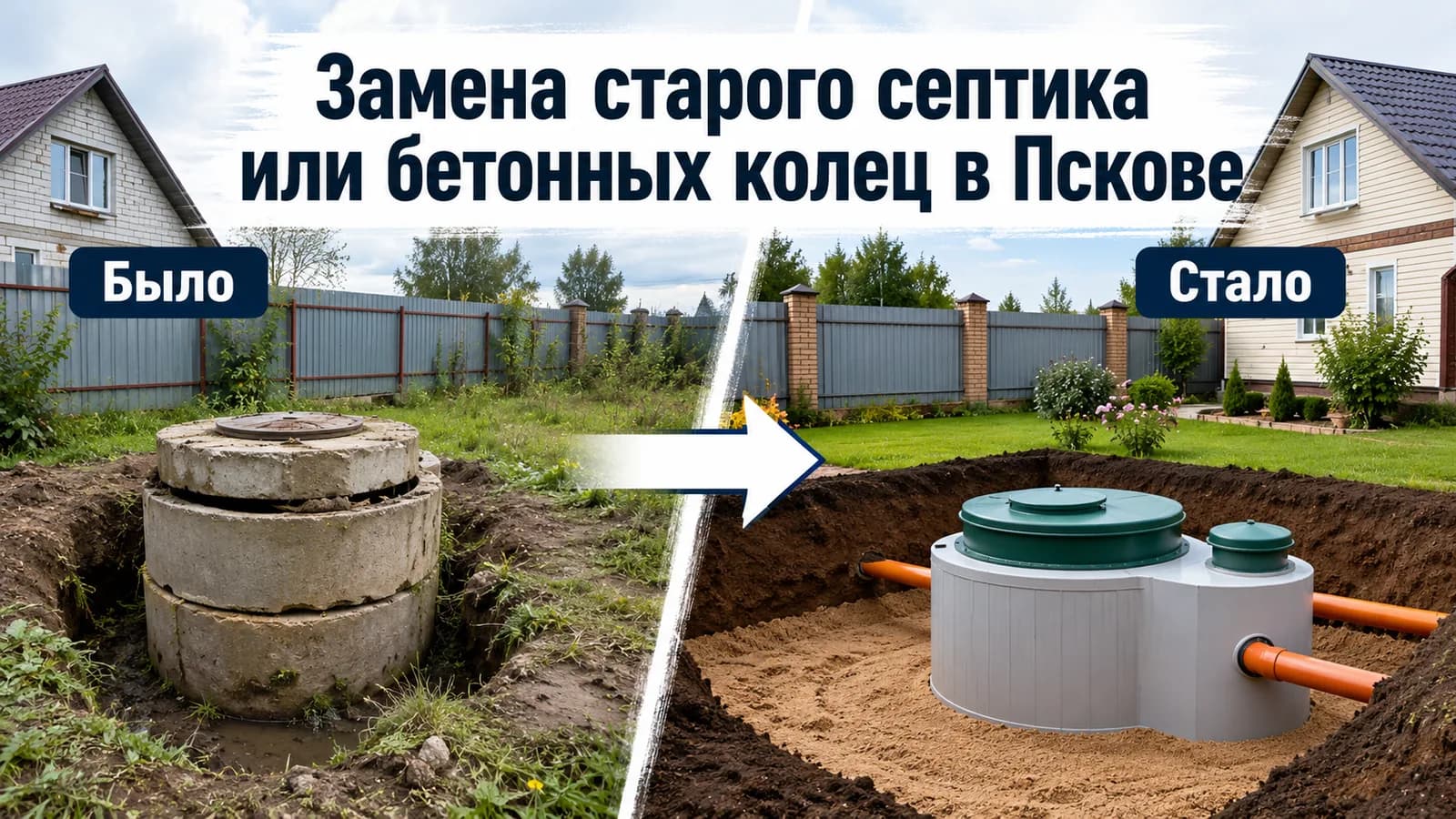 Замена старого септика или бетонных колец на современную систему очистки