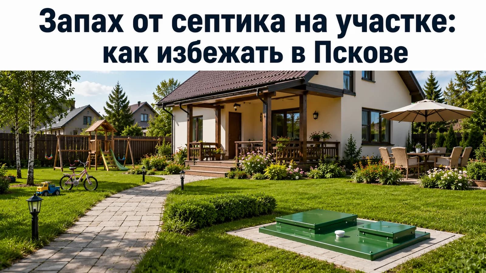 Участок с корректно установленной системой без проблем с запахом